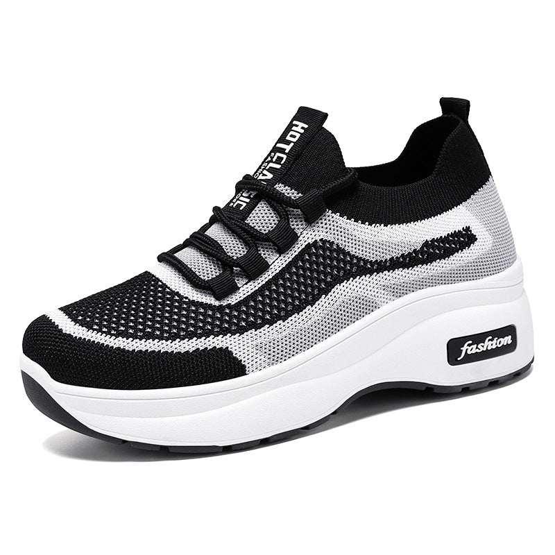 Women's chunky sole classic casual shoes platform sneakers comfortable breathable spring athletic shoes fashionable versatile sock shoes wholesale