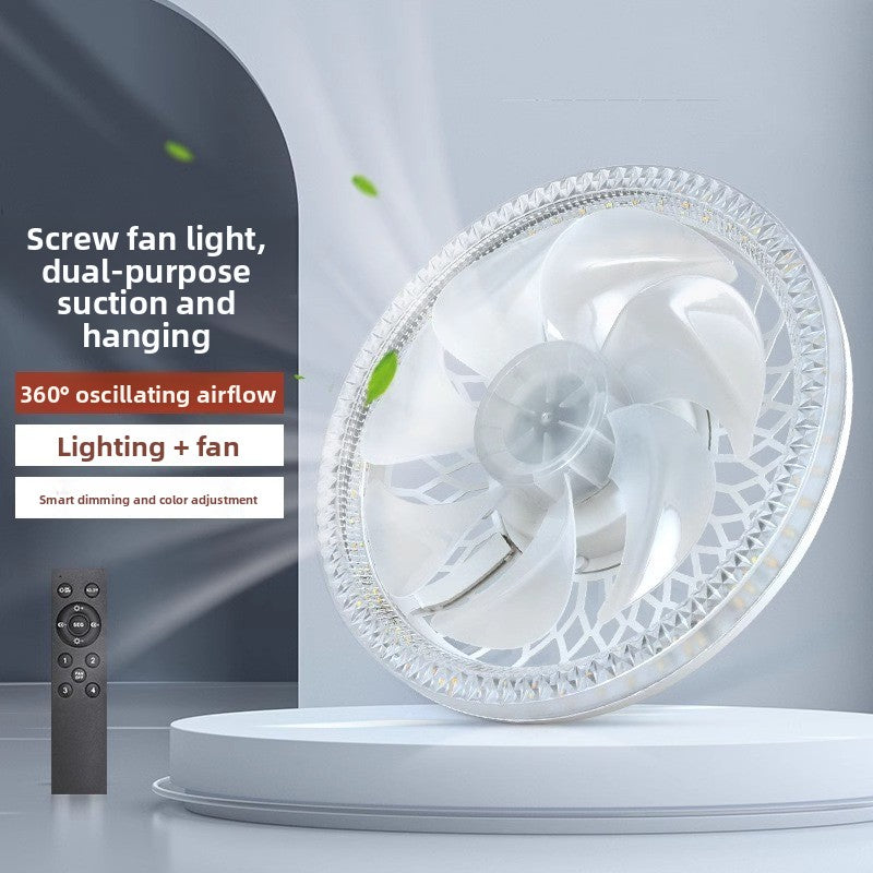 LED electric fan light e27 screw spiral ceiling fan light new remote control household integrated ceiling light with fan indoor