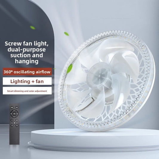 LED electric fan light e27 screw spiral ceiling fan light new remote control household integrated ceiling light with fan indoor