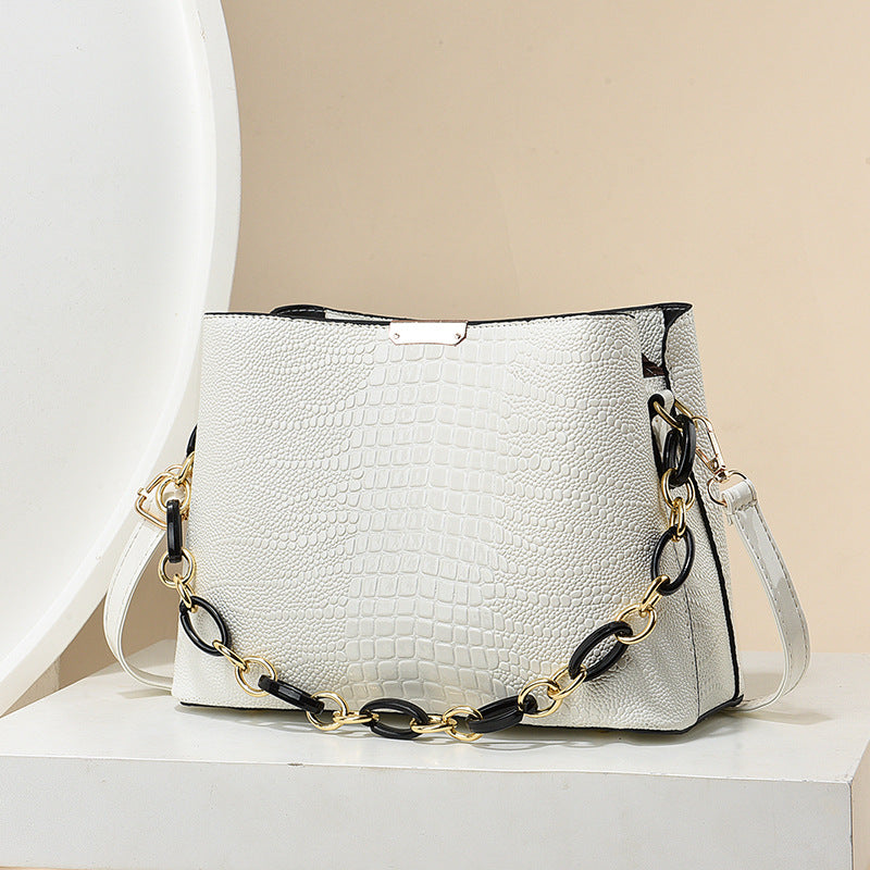 Women's bag 2026 new style trendy korean style embossed high-quality texture chain shoulder crossbody bucket bag