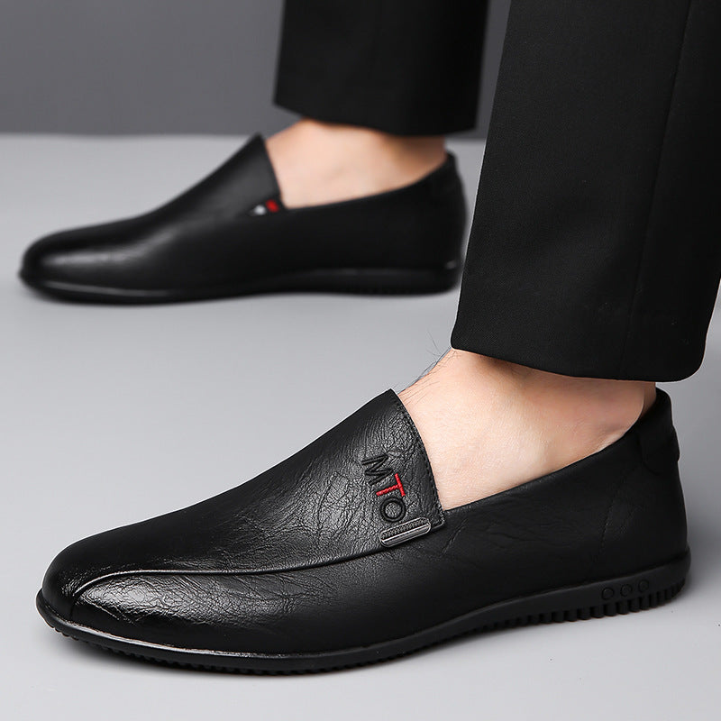 Mencasual leather shoes soft leather soft bottom work shoes slip-on beanie shoes trendy british men's shoes wholesale