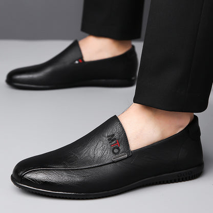 Mencasual leather shoes soft leather soft bottom work shoes slip-on beanie shoes trendy british men's shoes wholesale