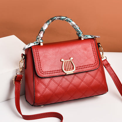 2026 winter new arrival: stylish argyle scarf accent mini square bag - chic ribbon women's shoulder bag - dropshipping available