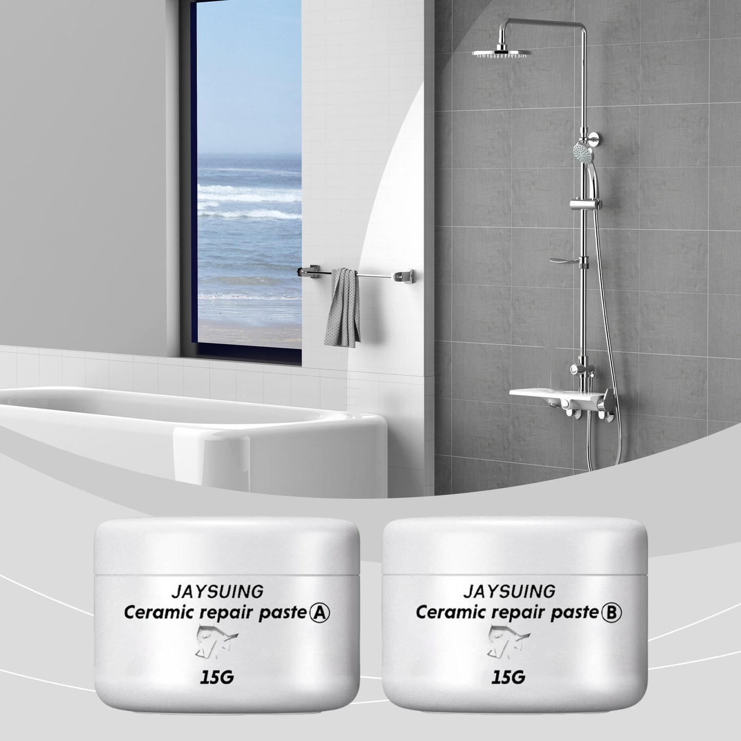 Jaysuing Tile Repair Cream AB Set, Tile Surface Cracking Gap Repair Refurbishment Leak Repair Sealant