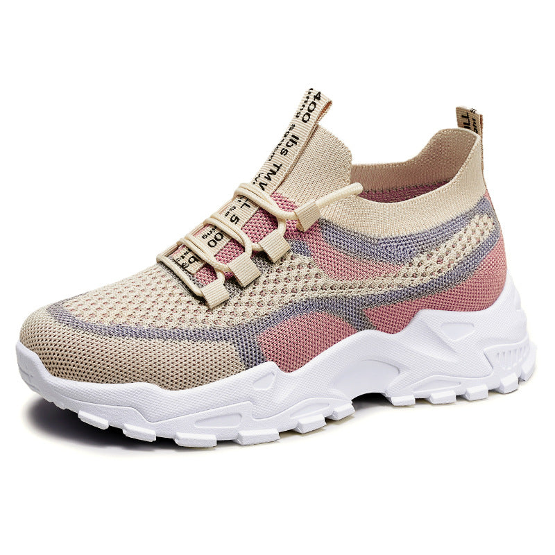 Women's fashion flats: spring new arrivals - casual, soft-soled, lightweight dad shoes, flyknit breathable mesh sneakers