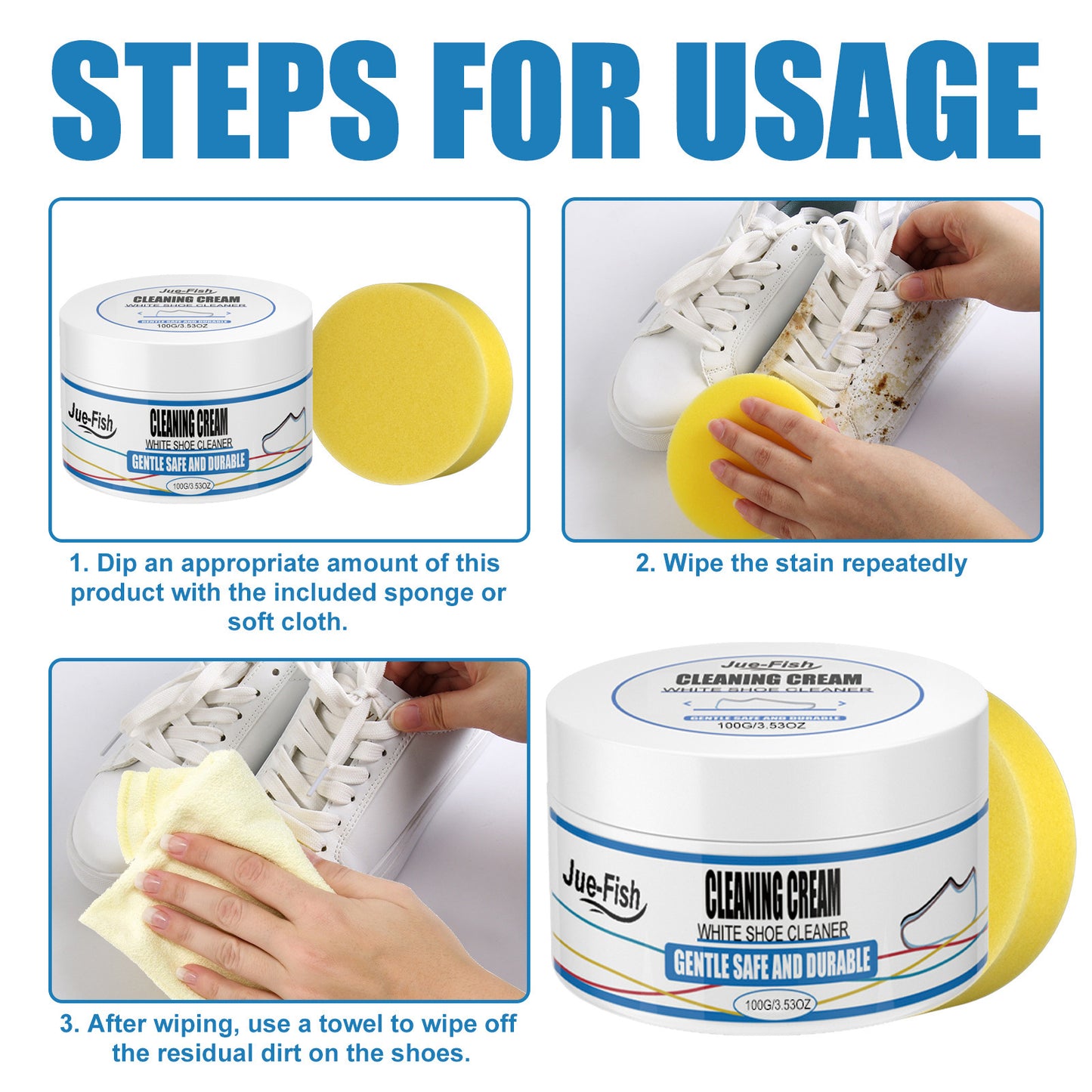 Jue Fish little white shoes cleaning cream, one wipe is white artifact, leave-in sports canvas shoes cleaning to remove stains