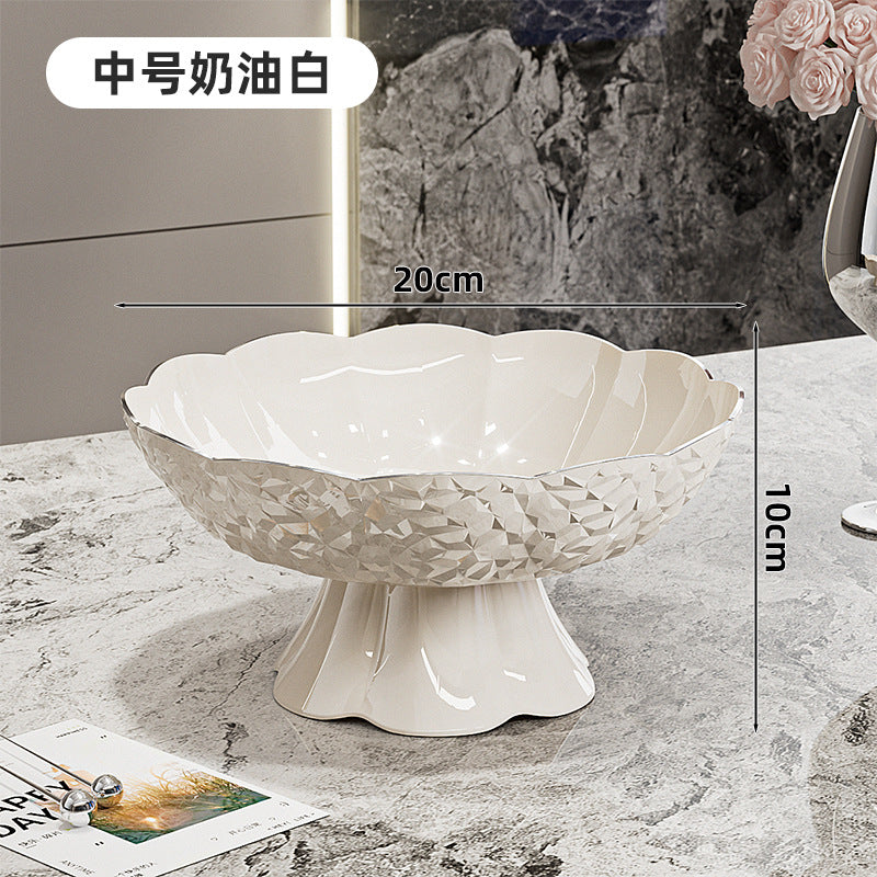 Luxury fruit platter with drain basket - high-end design for living room coffee table, featuring a beautiful bow accent for dried fruit and candy display
