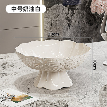 Luxury fruit platter with drain basket - high-end design for living room coffee table, featuring a beautiful bow accent for dried fruit and candy display