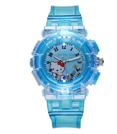 In-stock, kids' light-up watch featuring princess su and princess sha, with colorful flashing lights – the perfect gift for girls!