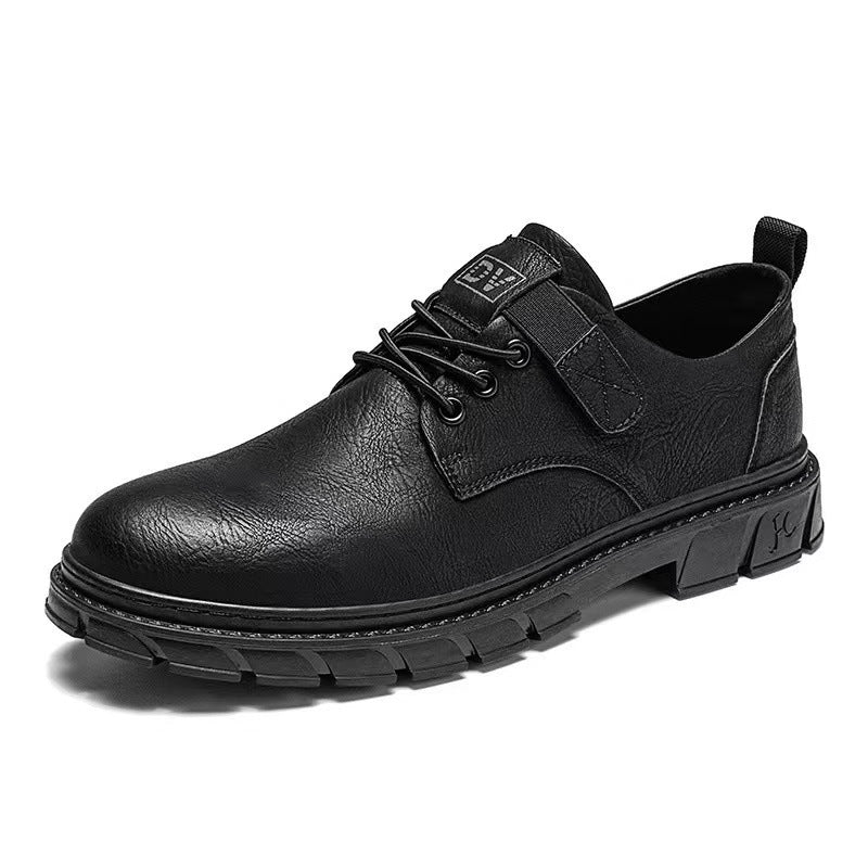Soft-soled men's leather shoes 2025 new business casual men's shoes british retro workwear shoes velcro martin shoes
