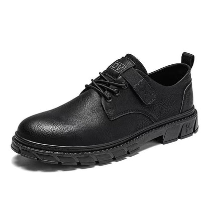 Soft-soled men's leather shoes 2025 new business casual men's shoes british retro workwear shoes velcro martin shoes