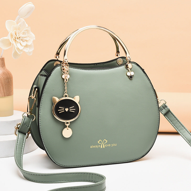 Korean style fashionable girly shell bag chic cat crossbody bag women's shoulder bag solid color small bag handbag