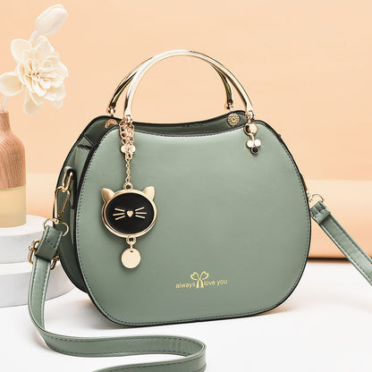 Korean style fashionable girly shell bag chic cat crossbody bag women's shoulder bag solid color small bag handbag