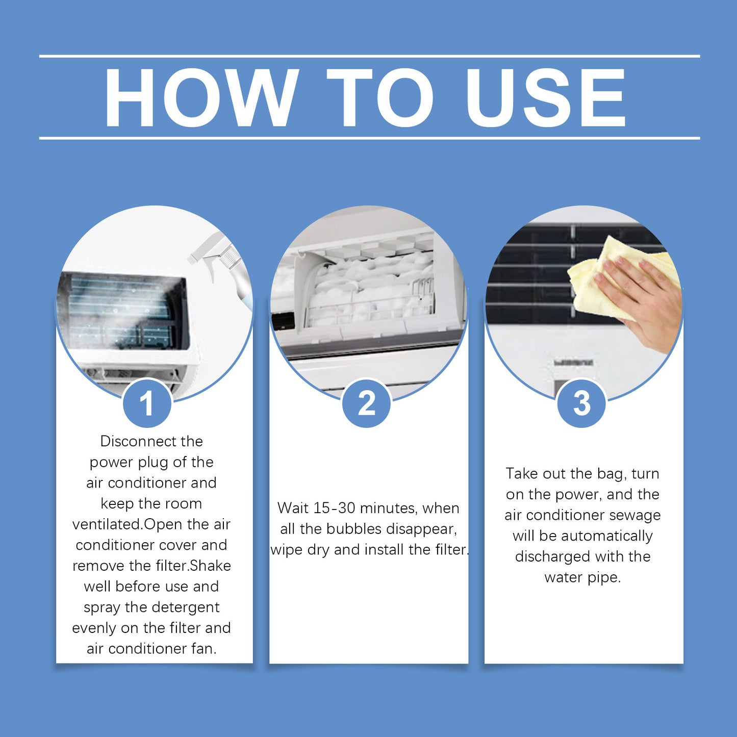 Jue-Fish air conditioner cleaner, household air conditioner on-hook, no dismantling, no washing, odor removal, descaling foam air conditioner cleaning