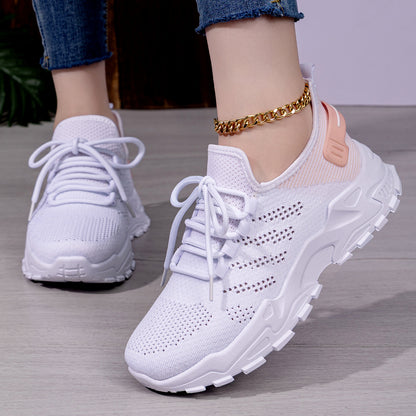 Women's athletic shoes - spring collection - plus size available - flyknit breathable casual sneakers - mesh shoes - thick sole height increasing flats