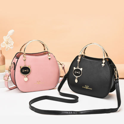 Korean style fashionable girly shell bag chic cat crossbody bag women's shoulder bag solid color small bag handbag