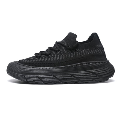 Men's summer breathable mesh flyknit sneakers fashion thick sole height increasing casual shoes low-top closed-toe sock shoes trendy footwear