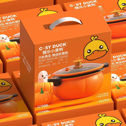 Little yellow duck micro pressure cooker - multifunctional non-stick pumpkin pot for braising, slow cooking, and electromagnetic induction cooktops - universal soup pot - gift cookware
