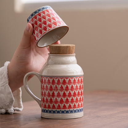 Ru kiln small thermos mug with lid ceramic stewing tea cup chinoiserie large capacity thermos office cup with handle