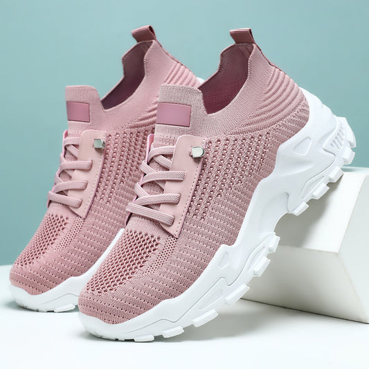 Women's spring new arrivals: cross-border shoes, breathable sneakers, flyknit running shoes, soft sole comfort, thick sole shoes - wholesale