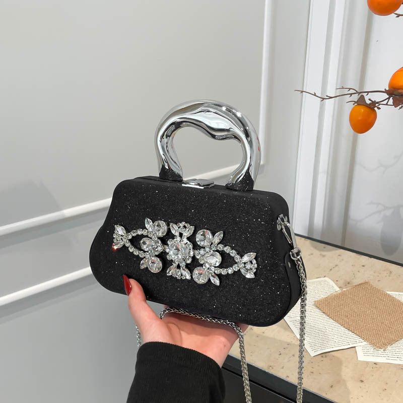 New rhinestone evening dress handbag - shoulder bag, crossbody box bag - elegant party evening clutch