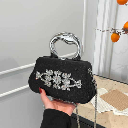 New rhinestone evening dress handbag - shoulder bag, crossbody box bag - elegant party evening clutch