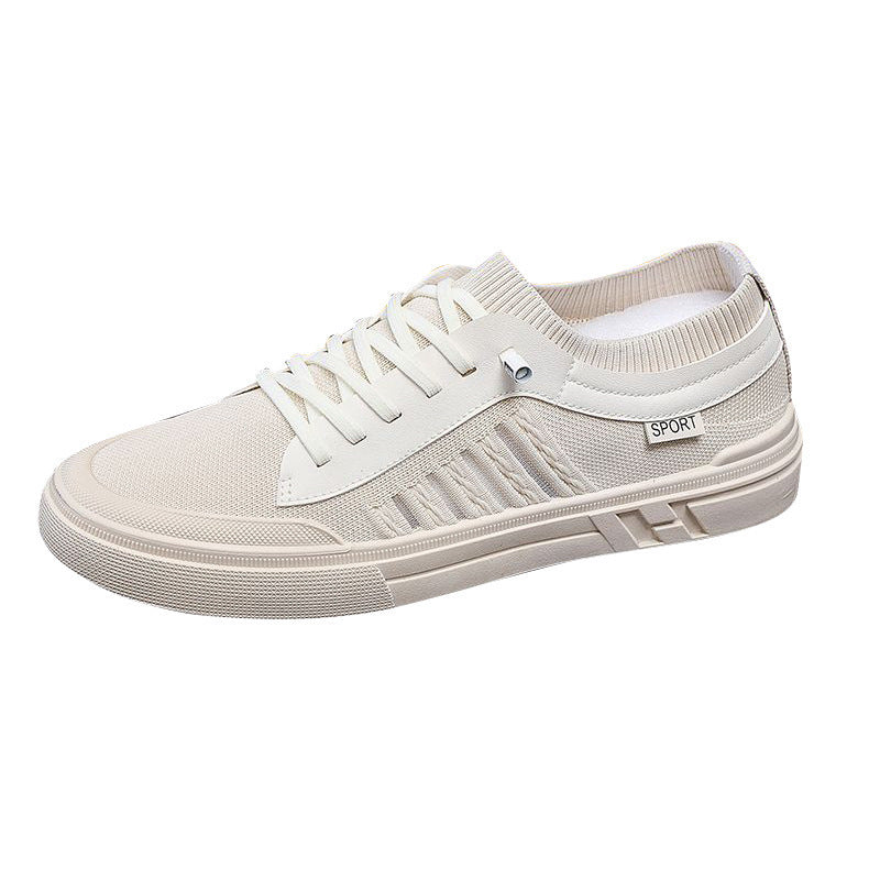 Men's cross-border new casual sneakers: outdoor flyknit breathable mesh trendy shoes, comfortable soft sole low-top athletic shoes