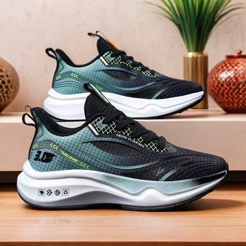 Men's new korean style breathable casual sneakers - trendy youth fashion soft sole lightweight flyknit running shoes