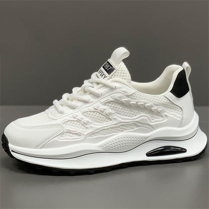Men's breathable mesh shoes, summer hollow-out running shoes, comfortable soft sole student trendy shoes, lightweight mesh white sneakers