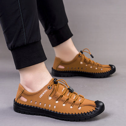 Men's summer closed-toe sandals, hollow-out clogs, leather-look shoes - 2024 new soft-soled casual men's shoes - wholesale