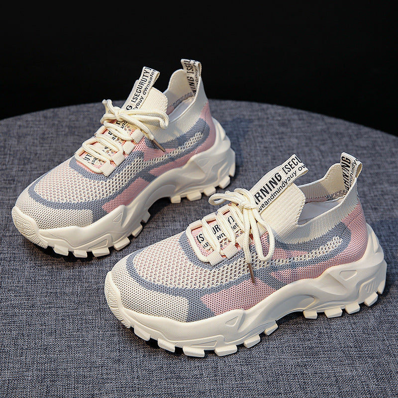 Thick sole dad shoes for women 2026  new style fly woven breathable paris sneakers popular ins trendycasual women's shoes