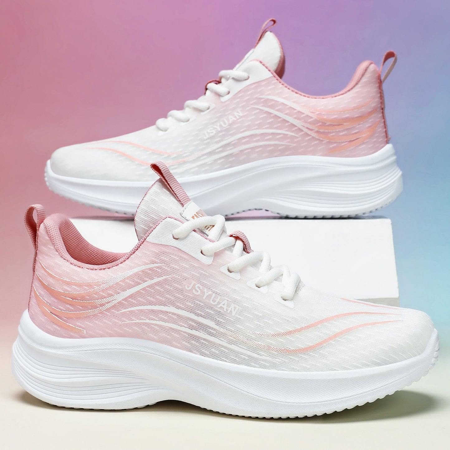 Women's spring lightweight athletic shoes - breathable running shoes, trendy cross-border casual sneakers, flyknit single shoes
