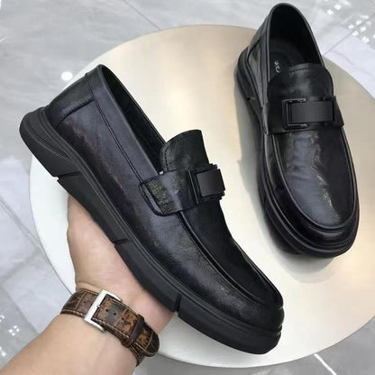New men's leather shoes with soft soles, comfortable and non-slip, business style, British casual shoes, slip-on, breathable, loafers
