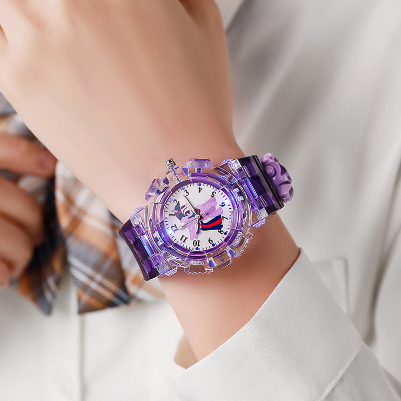 Kids' light-up anime cartoon pony figurine pointer quartz watch - unisex student sports digital watch