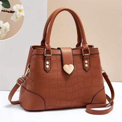 2026 new style chic minimalist embossed crocodile pattern handbag shoulder bag crossbody bag large capacity solid color mom bag