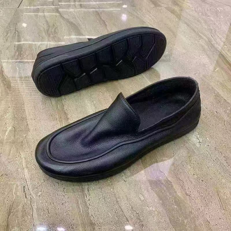 Casual leather shoes for men, soft sole, soft upper, business leather shoes, non-slip slip-on loafers, british style black work shoes for men