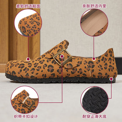 Birkenstocks Women's Spring New Leopard Print Fashion Shoes Flat