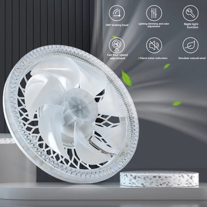 LED electric fan light e27 screw spiral ceiling fan light new remote control household integrated ceiling light with fan indoor