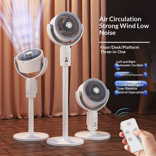 New automatic oscillating air circulator fan, usb rechargeable floor fan, home & outdoor remote control electric fan - cross-border